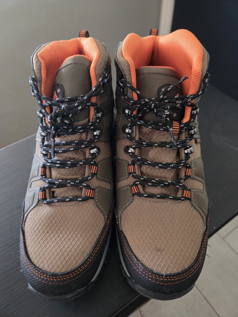 Men's Brown Hiking Boots with Orange Lining - Durable Trail Footwear